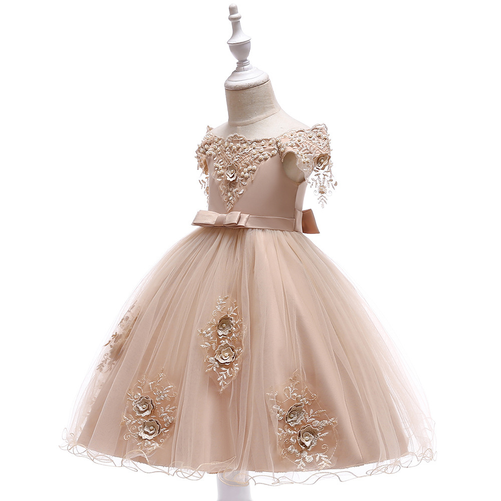 Elegant Children's Princess Dresses: Lace & Pearl Embroidery, Tulle Skirts & Pastel Hues | Whimsical Special Occasion Attire for Girls