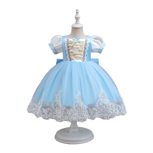 Elegant Floral Embroidered Children's Dresses: Layered Tulle, Pearl Accents & Sheer Mesh Details for Special Occasions Like Weddings, Parties & Photo Shoots | Whimsical Nursery Attire with Peach & Silver Embroidery