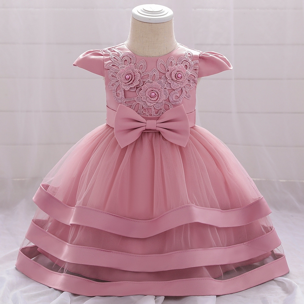 Elegant Children's Dresses: Lace, Tulle & Mesh Designs with Floral Embroidery, Pearls & Zipper Details | Special Occasion Kidswear for Girls