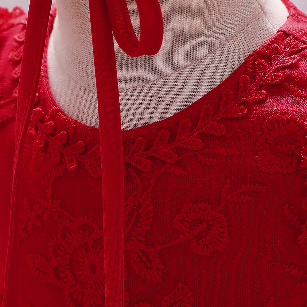 Vibrant   Floral Lace Dresses for Girls: Embroidered Details, Tulle Skirts & Burgundy Mesh Panels | Elegant Special Occasion Attire