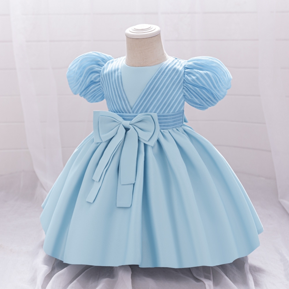Enchanting Pastel Children's Dresses with Puff Sleeves, Bow Accents & Delicate Details for Special Occasions