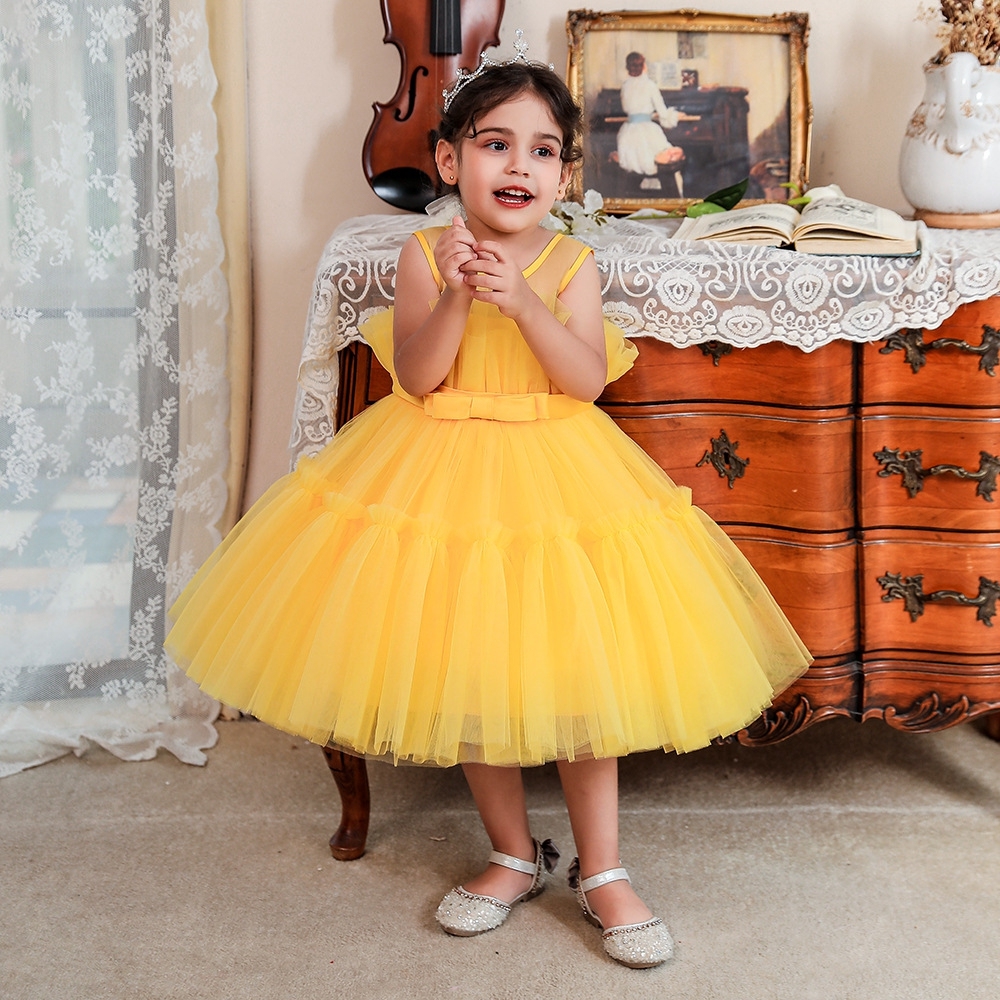 Exquisite White Tulle Children's Dress: A Dreamy Attire for Special Occasions Elegant White & Pink Tulle Dresses for Girls: Layered Silhouettes, Delicate Embroidery & Sheer Fabric Designs for Special Occasions Like Weddings, Parties & Photo Shoots