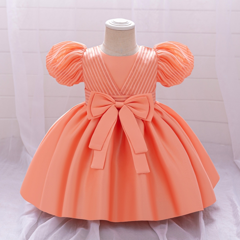 Enchanting Pastel Children's Dresses with Puff Sleeves, Bow Accents & Delicate Details for Special Occasions