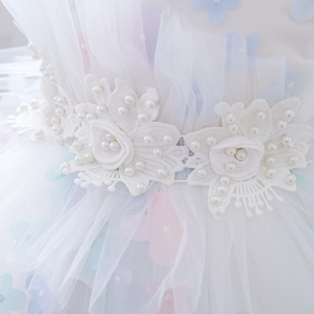 Elegant Lavender Floral Children's Dresses: Tulle Skirts, Beaded Embroidery & Sheer Mesh Details | Whimsical Special Occasion Attire for Girls