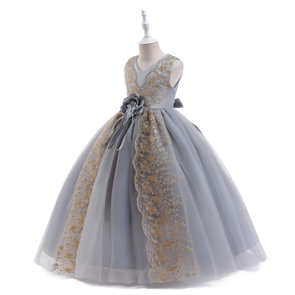 Elegant Floral Lace Dresses for Girls: Delicate Embroidery, Tulle Skirts & Satin Accents for Special Occasions