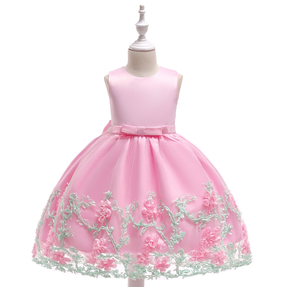 Elegant Floral Embroidery Dresses for Girls: Tulle Skirts, Satin Details & Sheer Mesh Accents | Bridal-Inspired Kidswear for Parties & Photoshoots