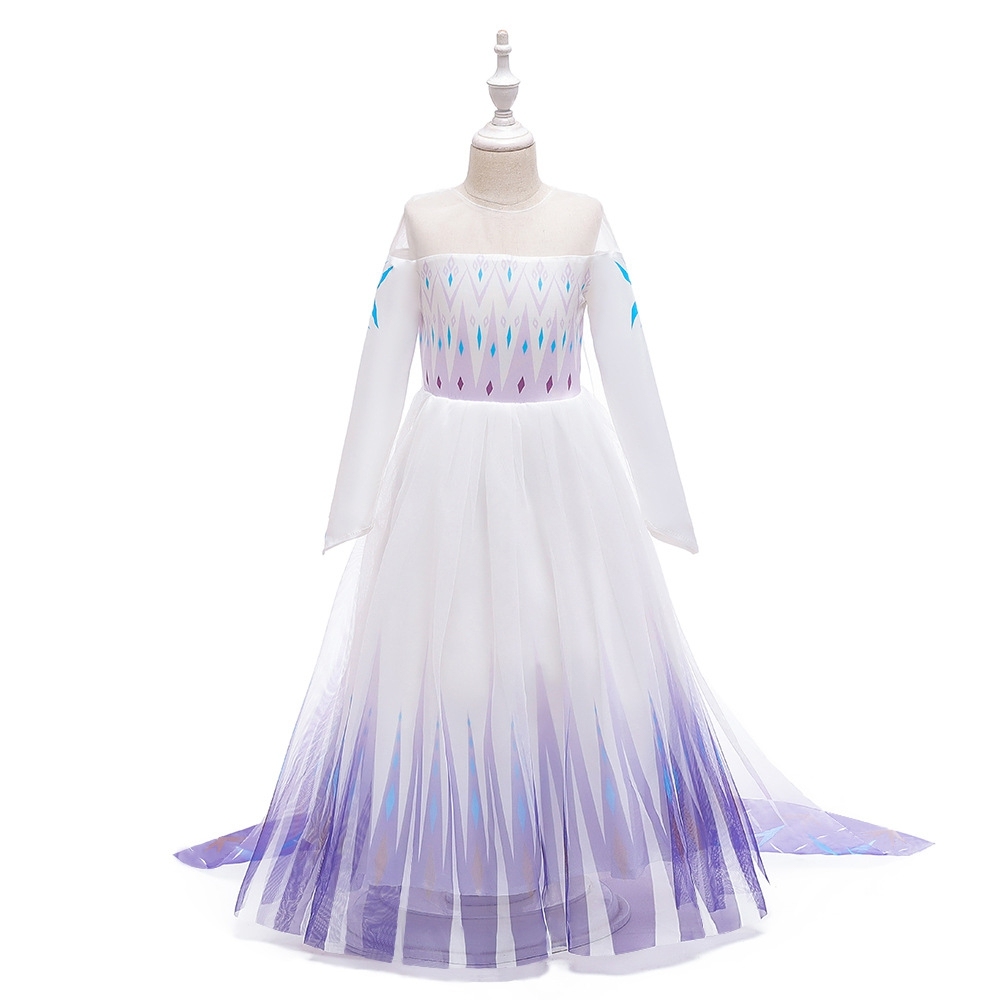 Enchanting Gradient Ice & Lavender Children's Dresses: Sheer Tulle Skirts, Geometric Patterns & Pearl Embellishments for Special Occasions