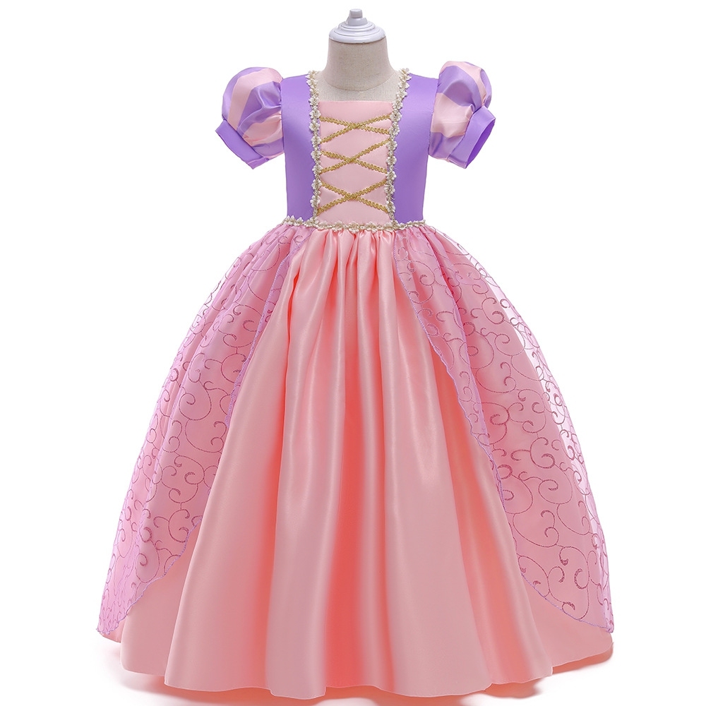 Elegant  Pink & Purple Princess Dresses for Girls: Glitter Embroidery, Tulle Skirts & Satin Details | Whimsical Special Occasion Attire