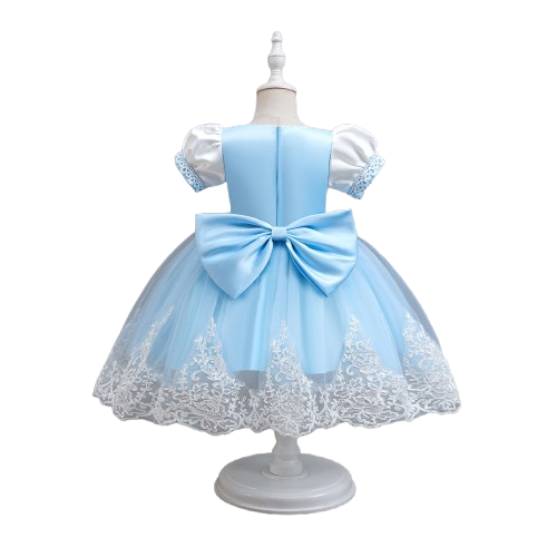 Elegant Floral Embroidered Children's Dresses: Layered Tulle, Pearl Accents & Sheer Mesh Details for Special Occasions Like Weddings, Parties & Photo Shoots | Whimsical Nursery Attire with Peach & Silver Embroidery
