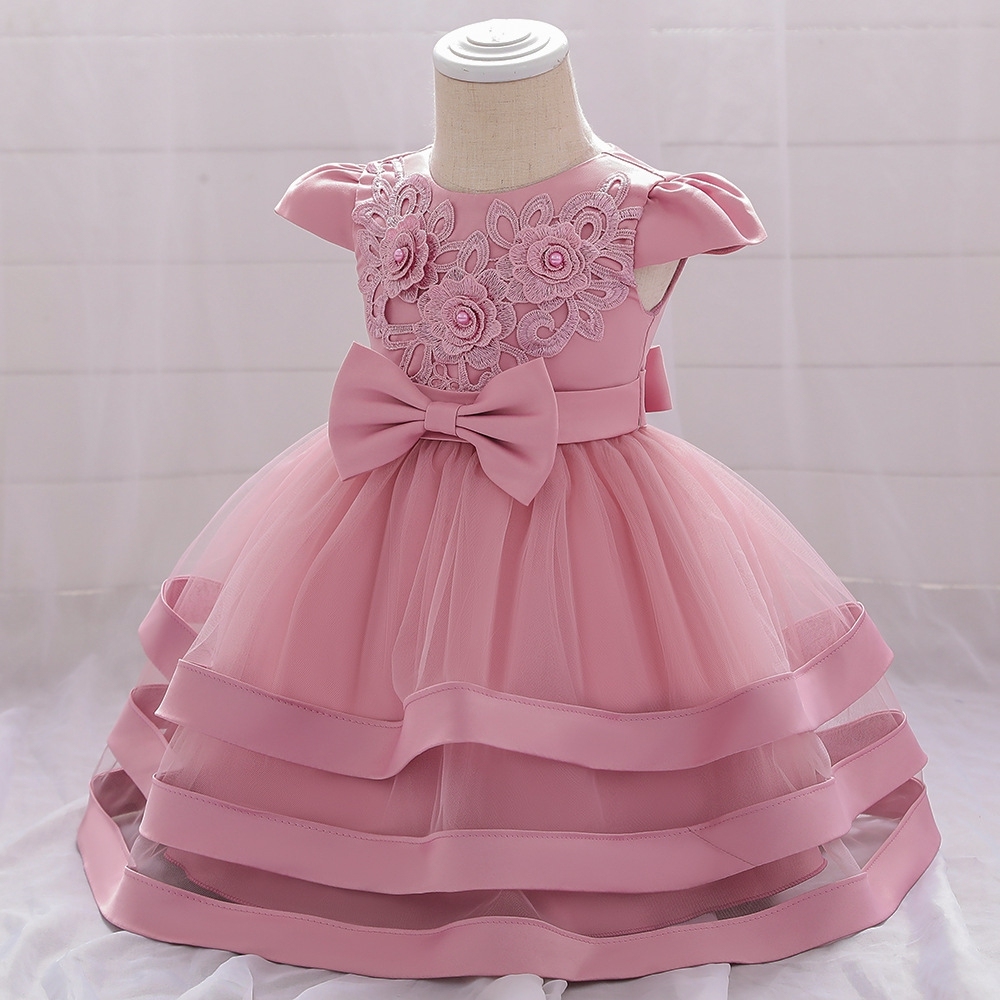 Elegant Children's Dresses: Lace, Tulle & Mesh Designs with Floral Embroidery, Pearls & Zipper Details | Special Occasion Kidswear for Girls