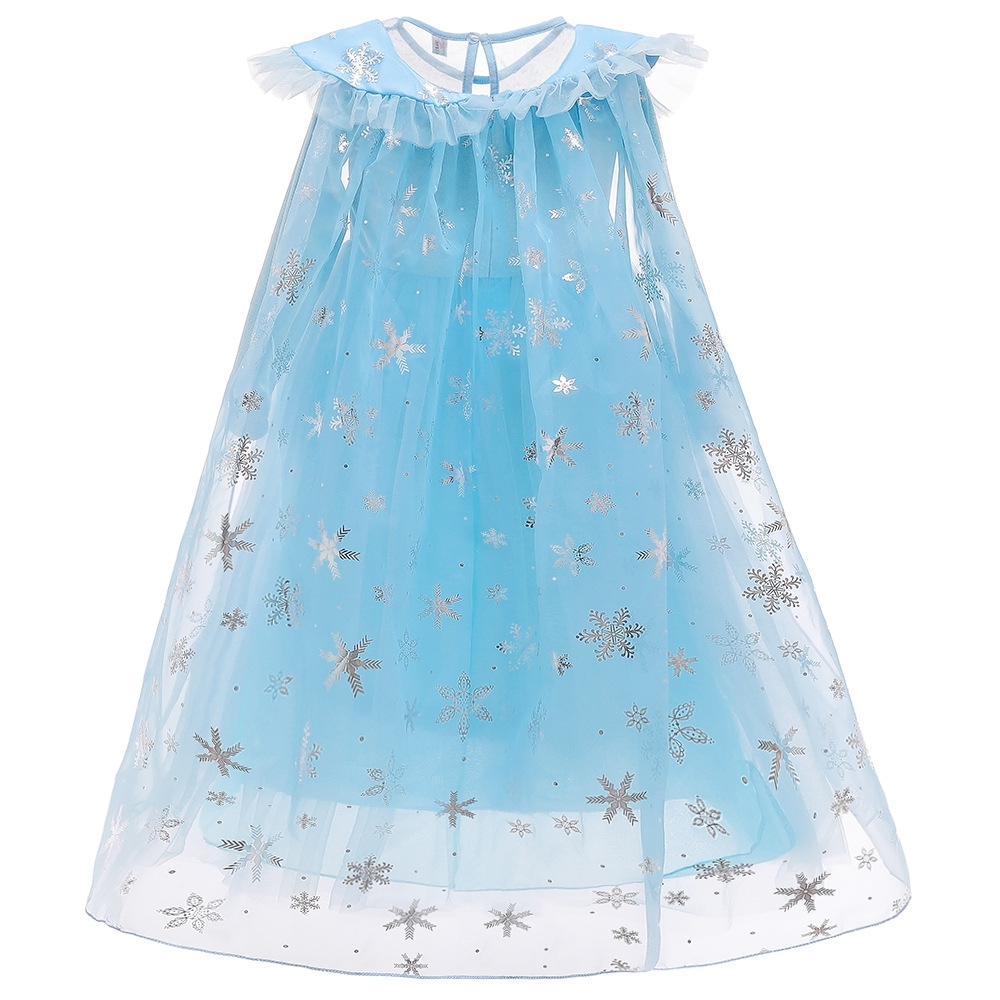 Enchanting Light Blue Princess Dresses for Girls: Iridescent Snowflake Embroidery, Tulle Skirts & Shimmering Details | Winter Wonderland Attire
