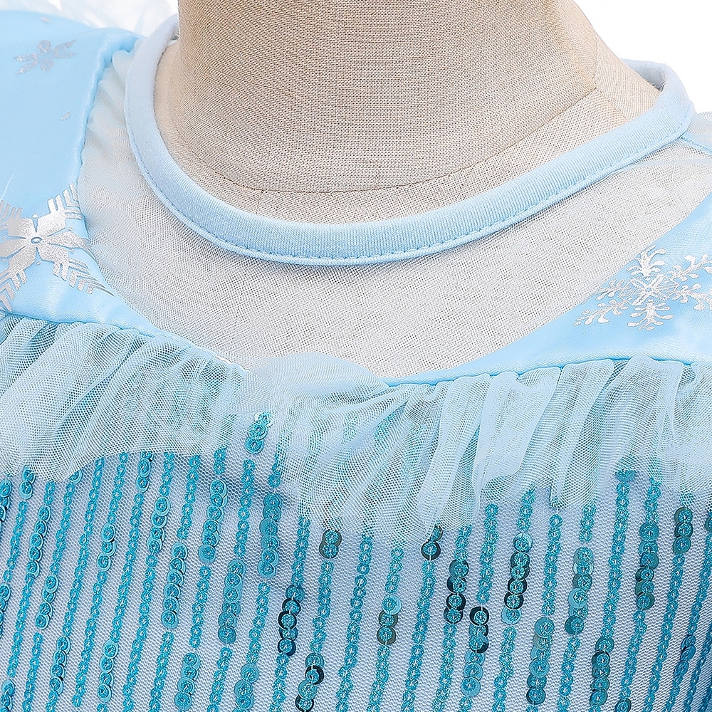 Enchanting Light Blue Princess Dresses for Girls: Iridescent Snowflake Embroidery, Tulle Skirts & Shimmering Details | Winter Wonderland Attire