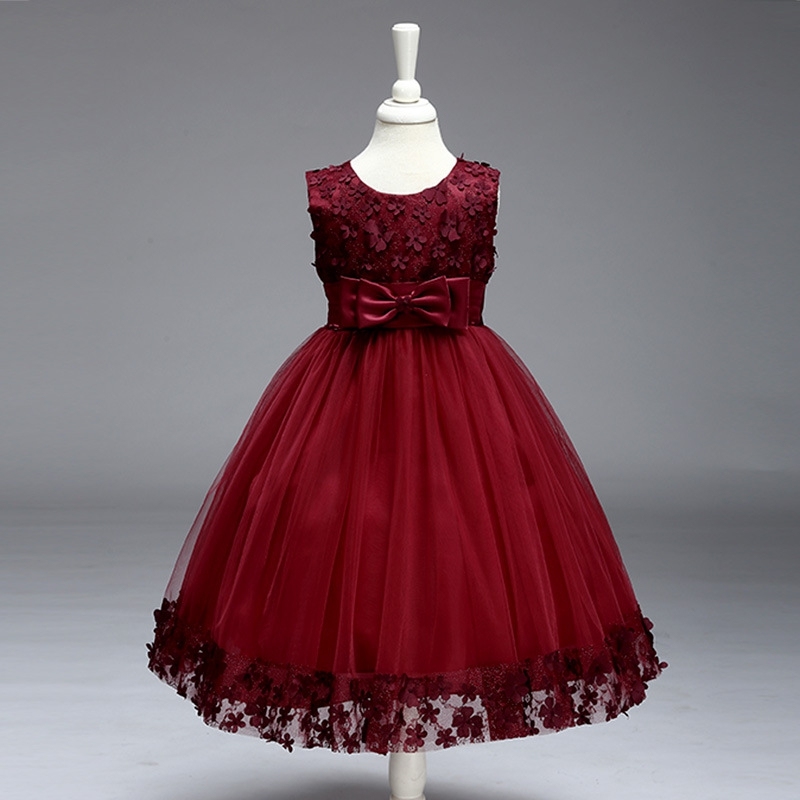 Elegant Sleeveless Tulle Dresses with Floral Accents for Little Girls Enchanting Purple & Blue Children's Dresses: Floral Embroidery, Satin & Tulle Details for Special Occasions like Weddings, Parties & Pageants