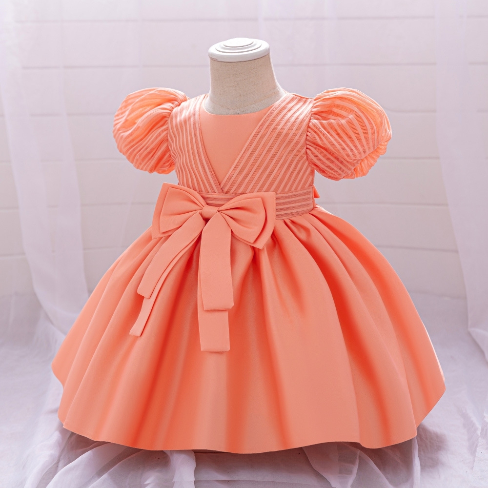 Enchanting Pastel Children's Dresses with Puff Sleeves, Bow Accents & Delicate Details for Special Occasions