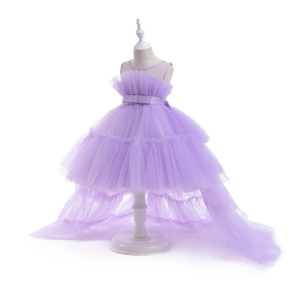 Elegant White & Red Tulle Layered Dresses for Girls: Sheer Fabric, Satin Ribbons & Ruffled Skirts for Special Occasions | Whimsical Children's Formalwear