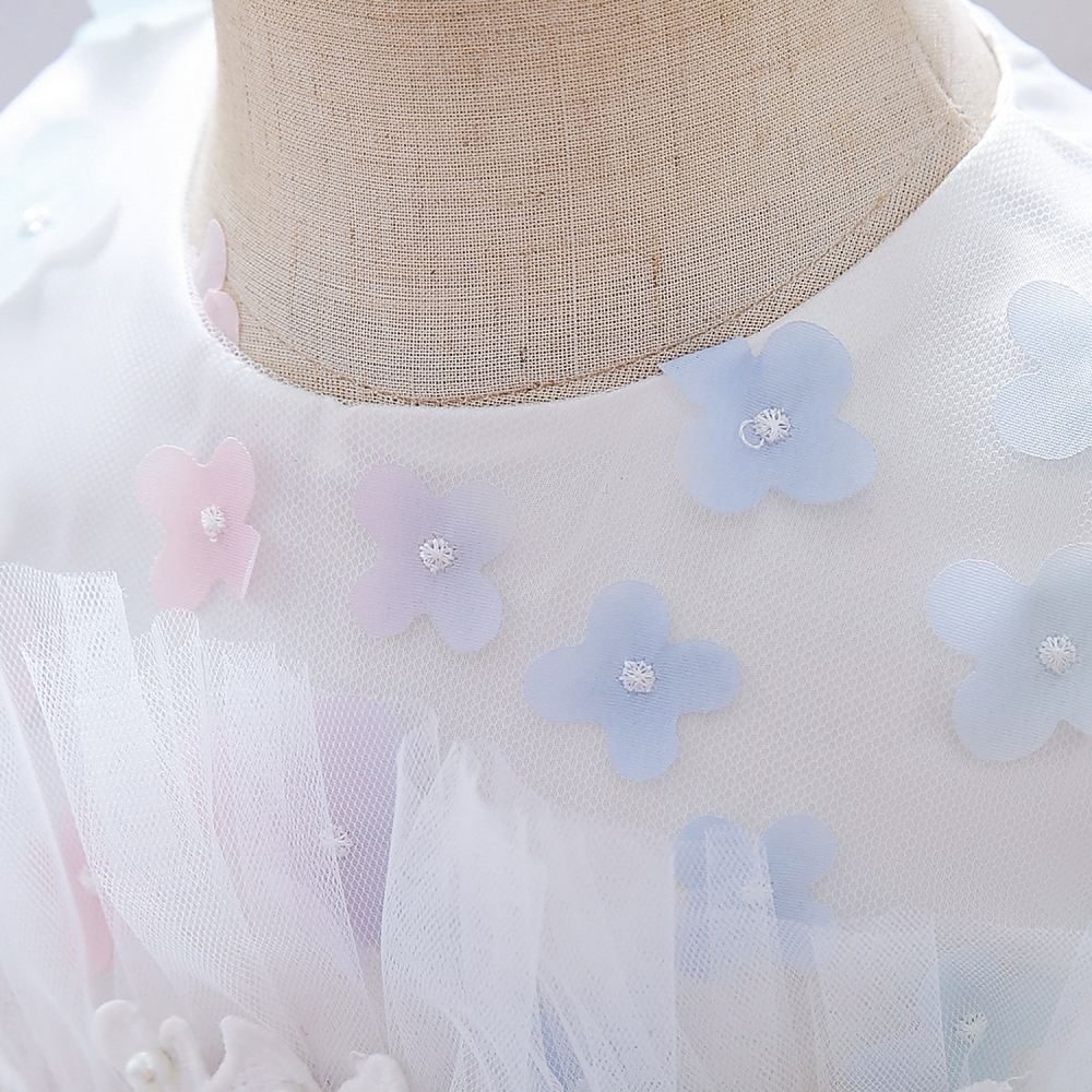 Elegant Lavender Floral Children's Dresses: Tulle Skirts, Beaded Embroidery & Sheer Mesh Details | Whimsical Special Occasion Attire for Girls
