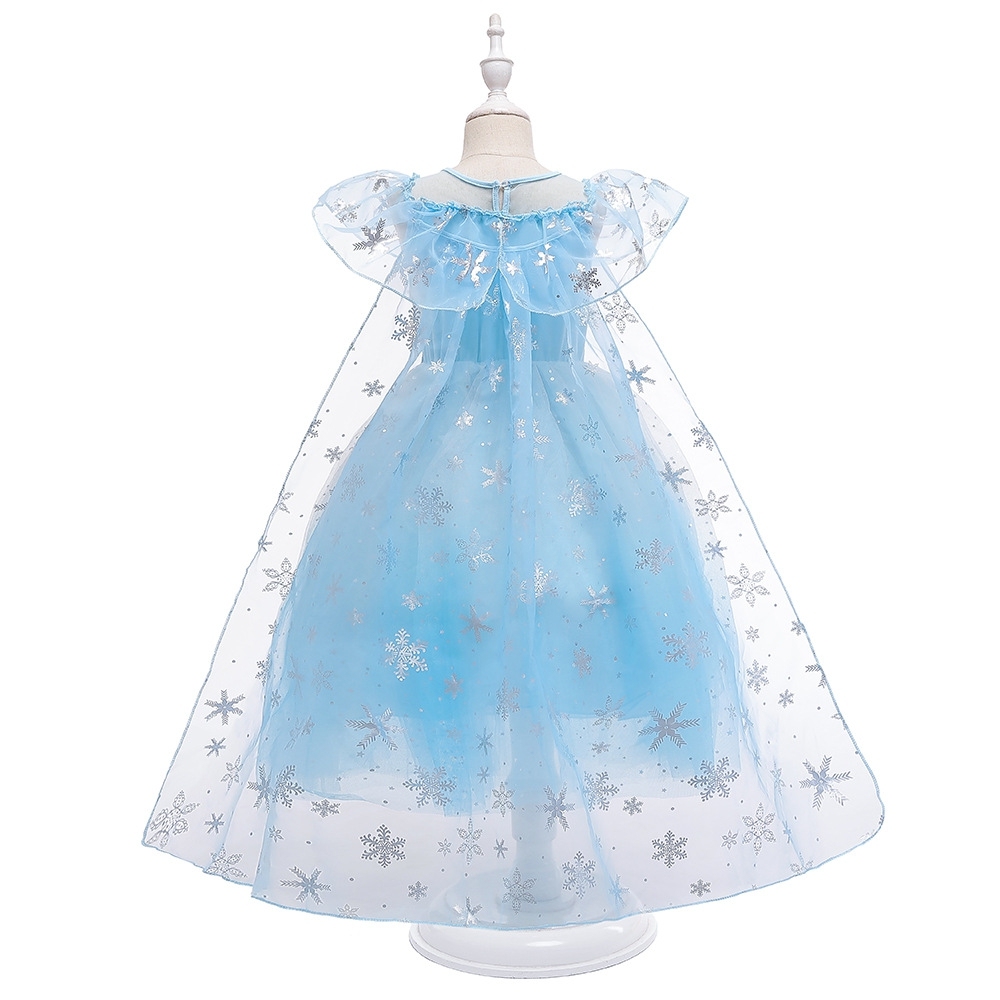 Elegant Light Blue Children's Dresses: Tulle Layers, Silver Star & Snowflake Embellishments for Special Occasions Like Weddings, Parties & Photo Shoots | Enchanting Nursery Attire with Iridescent Details