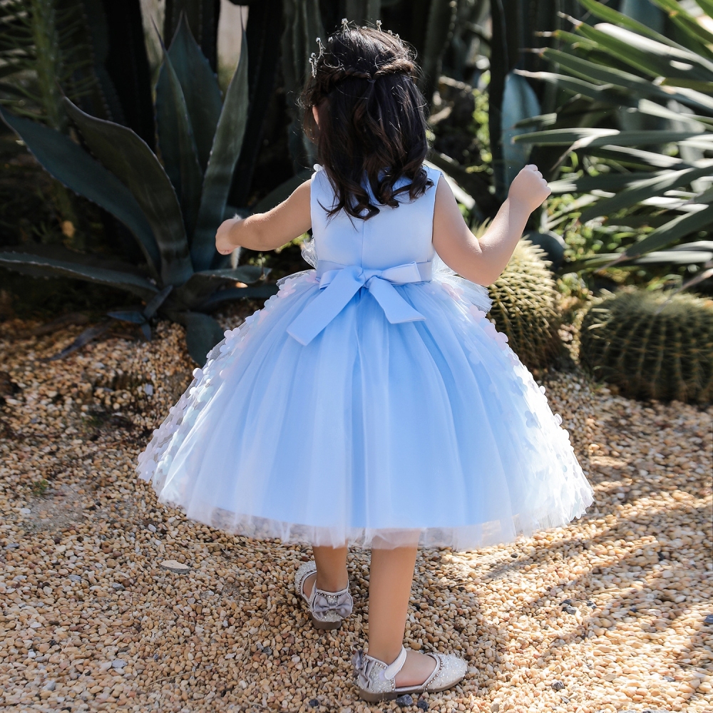 Elegant Lavender Floral Children's Dresses: Tulle Skirts, Beaded Embroidery & Sheer Mesh Details | Whimsical Special Occasion Attire for Girls