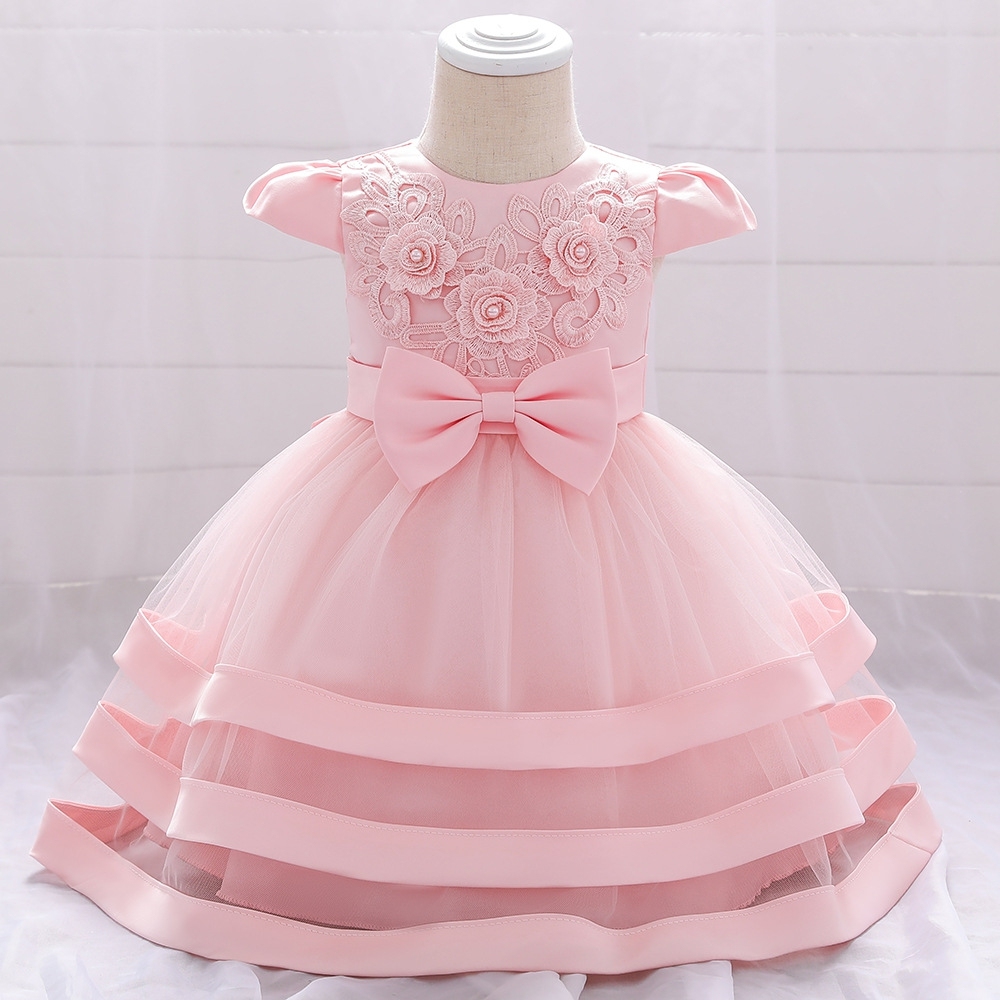 Elegant Children's Dresses: Lace, Tulle & Mesh Designs with Floral Embroidery, Pearls & Zipper Details | Special Occasion Kidswear for Girls