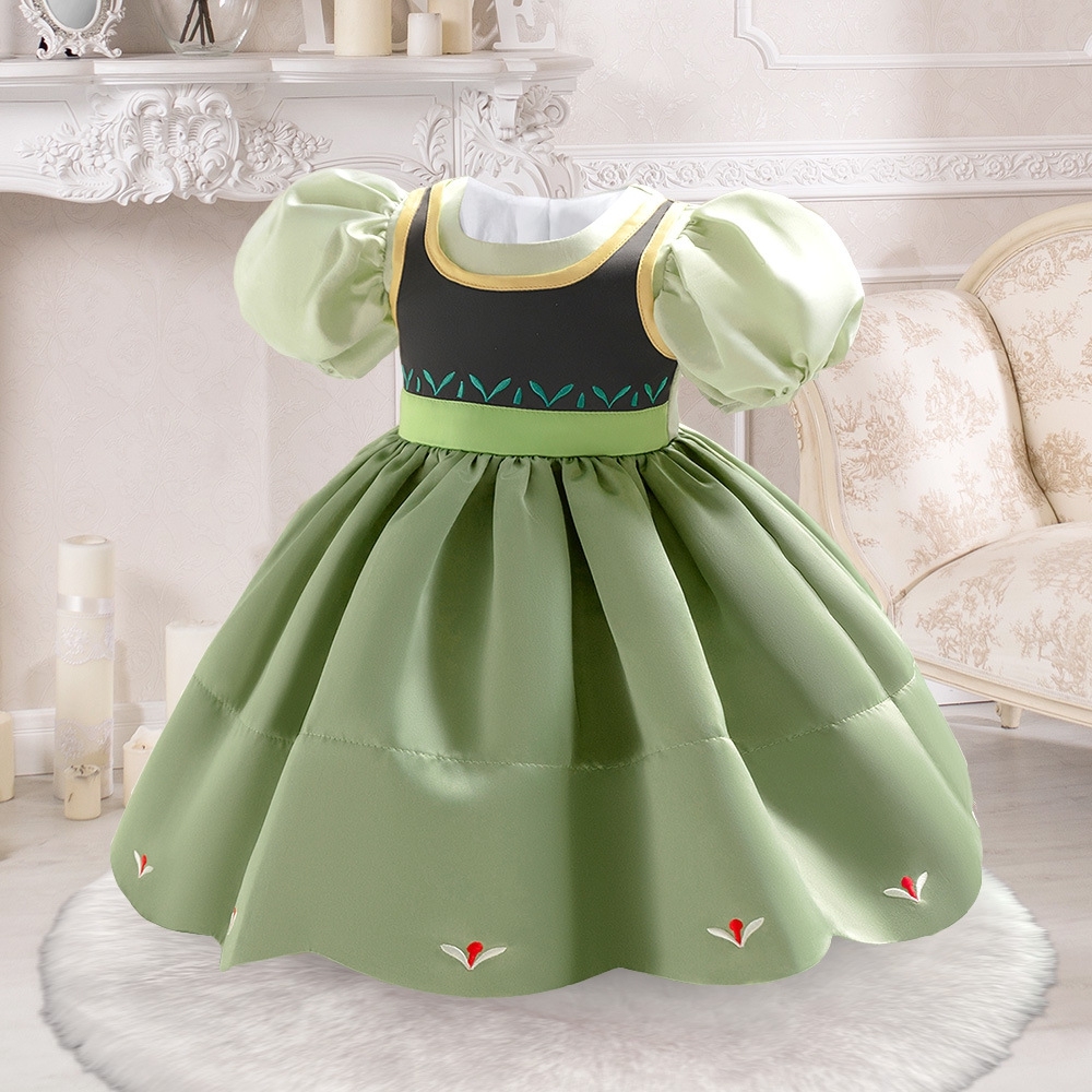 Enchanting Princess Dresses for Little Girls: Elegant Embroidery, Puff Sleeves & Breathable Fabric | Special Occasion & Fairy Tale Style | Kids' Formal Wear with Floral & Leaf Motifs