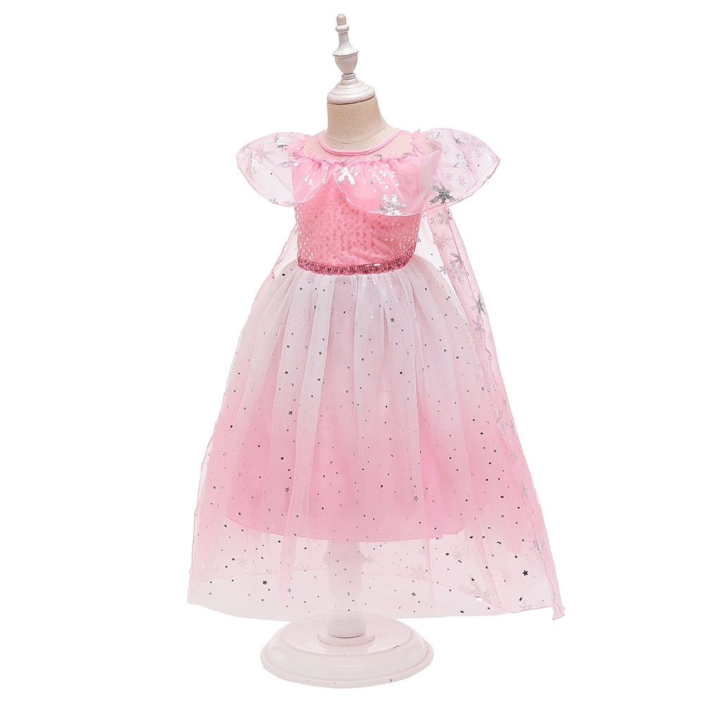 Elegant Light Blue Children's Dresses: Tulle Layers, Silver Star & Snowflake Embellishments for Special Occasions Like Weddings, Parties & Photo Shoots | Enchanting Nursery Attire with Iridescent Details
