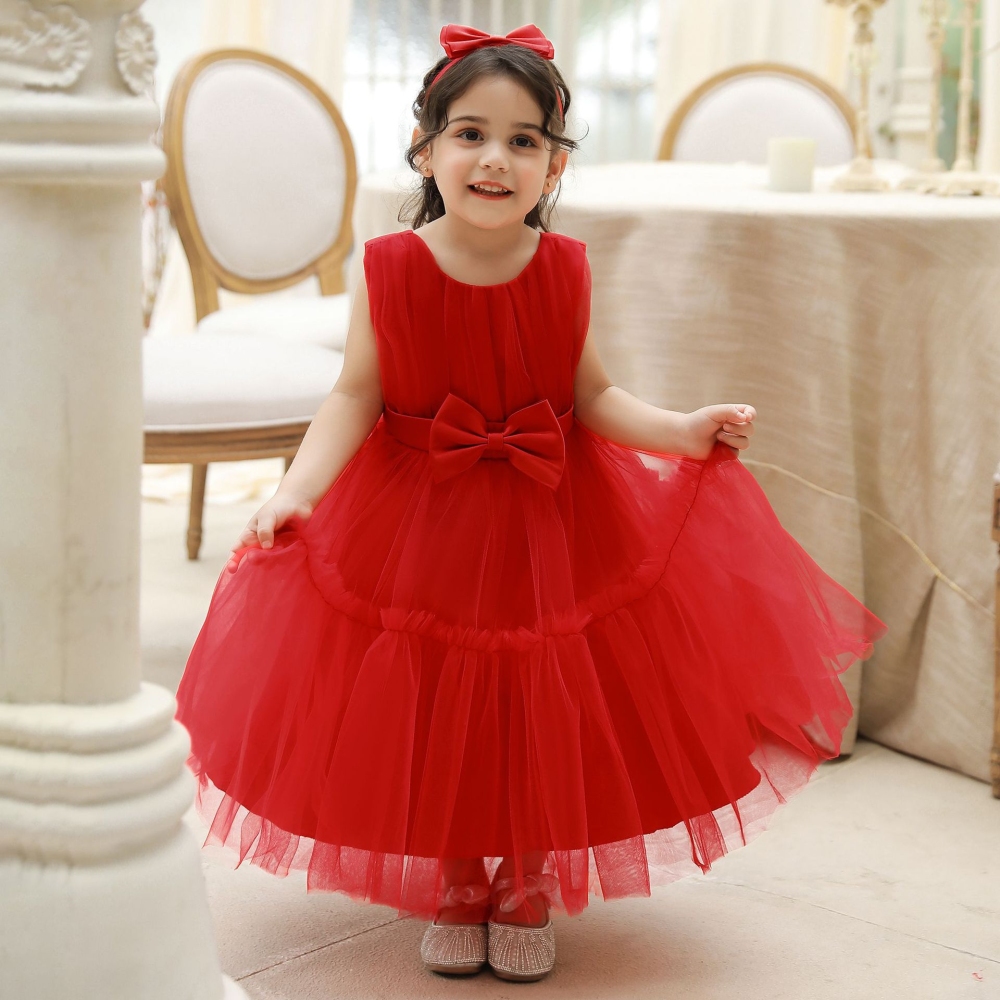 Enchanting Tulle Dresses for Girls - Layered Ruffled Designs with Bow Accents, Sheer Fabric & Princess Silhouettes for Special Occasions