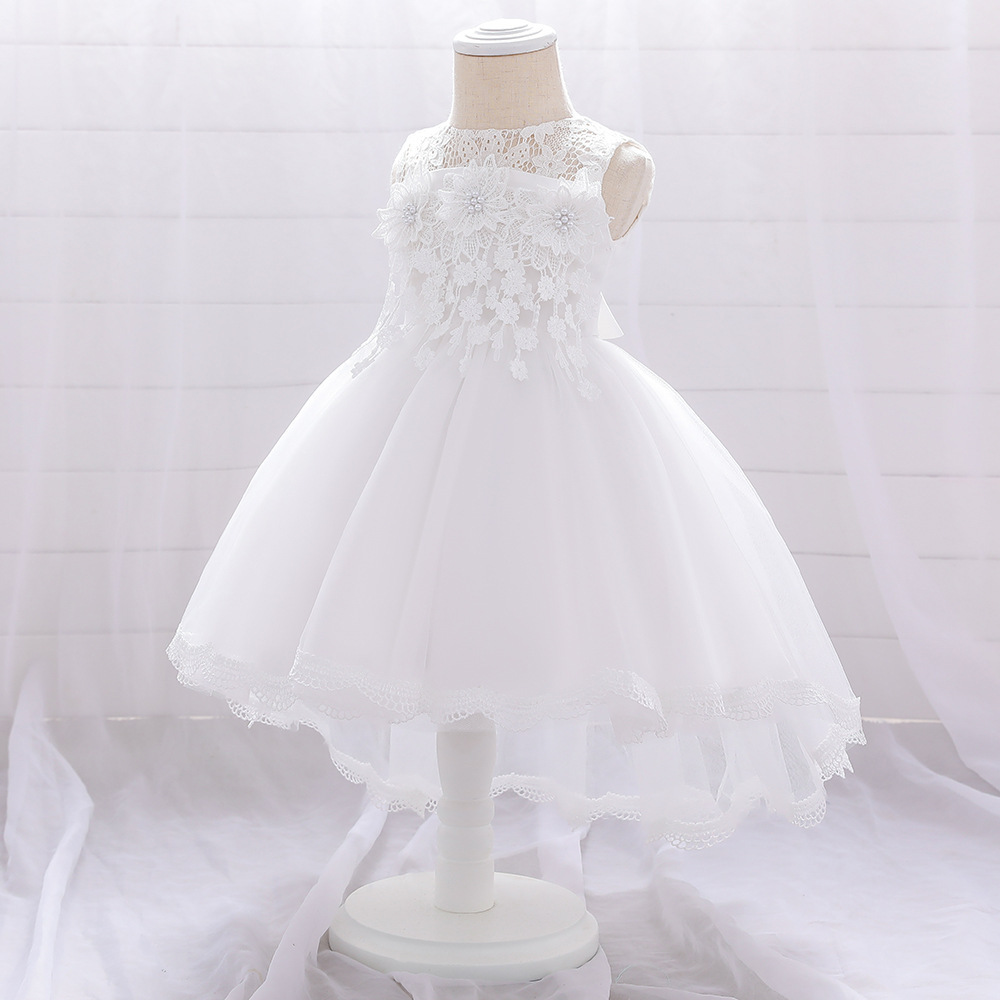 Enchanting Children's Dresses: Floral Lace, Tulle Layers & Pearl Embellishments for Special Occasions Like Weddings, Christenings & Parties | Whimsical Nursery Attire with Sheer Fabric & Delicate Embroidery