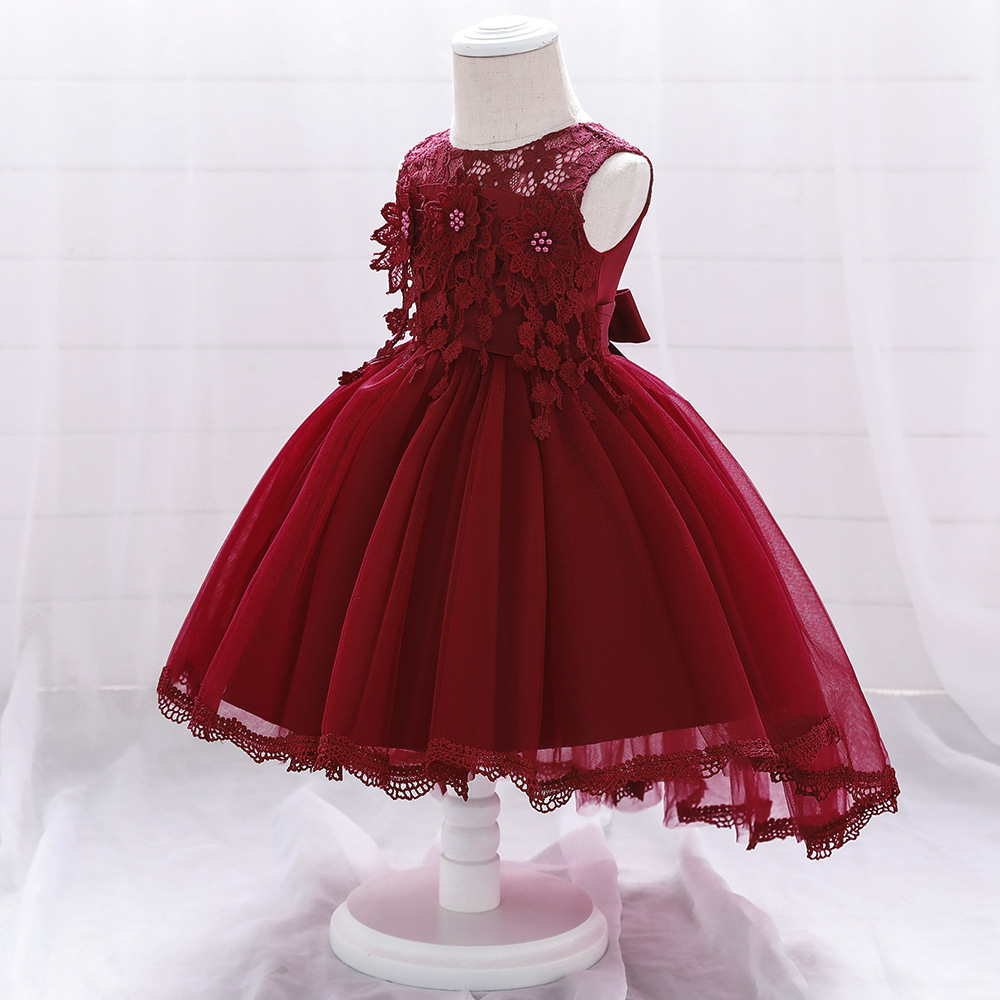 Enchanting Children's Dresses: Floral Lace, Tulle Layers & Pearl Embellishments for Special Occasions Like Weddings, Christenings & Parties | Whimsical Nursery Attire with Sheer Fabric & Delicate Embroidery
