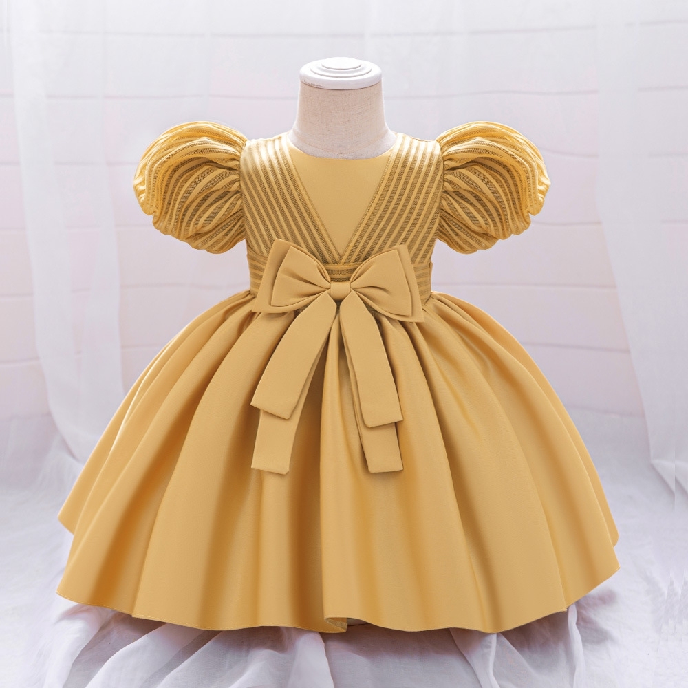 Enchanting Pastel Children's Dresses with Puff Sleeves, Bow Accents & Delicate Details for Special Occasions