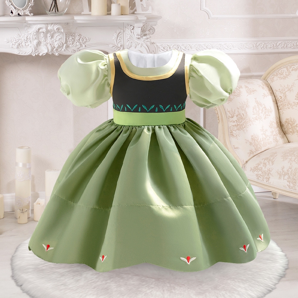 Enchanting Princess Dresses for Little Girls: Elegant Embroidery, Puff Sleeves & Breathable Fabric | Special Occasion & Fairy Tale Style | Kids' Formal Wear with Floral & Leaf Motifs