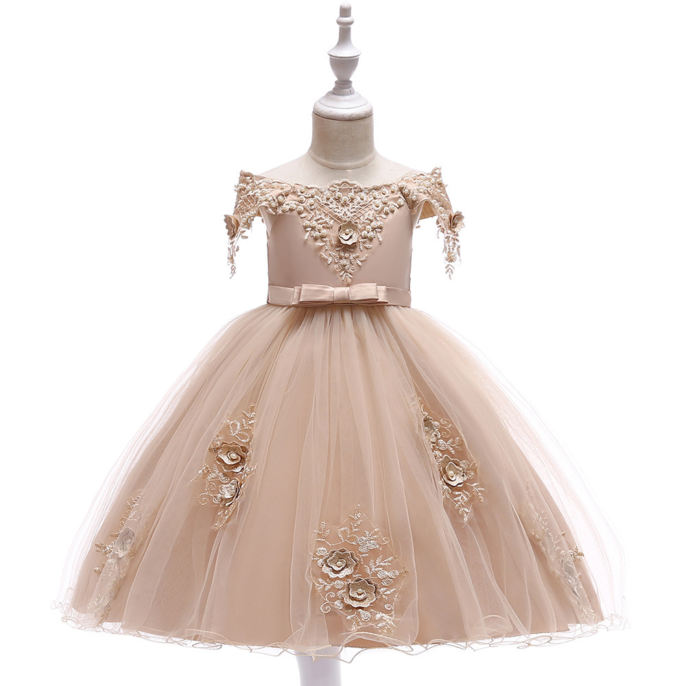 Elegant Children's Princess Dresses: Lace & Pearl Embroidery, Tulle Skirts & Pastel Hues | Whimsical Special Occasion Attire for Girls