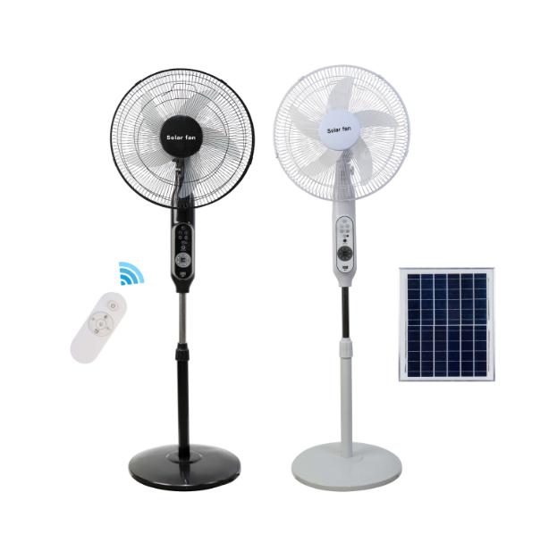 15W Brushless Solar Fan with Power Display | 12 Speed Settings | 20W 18V Panel | Night Light | White/Black