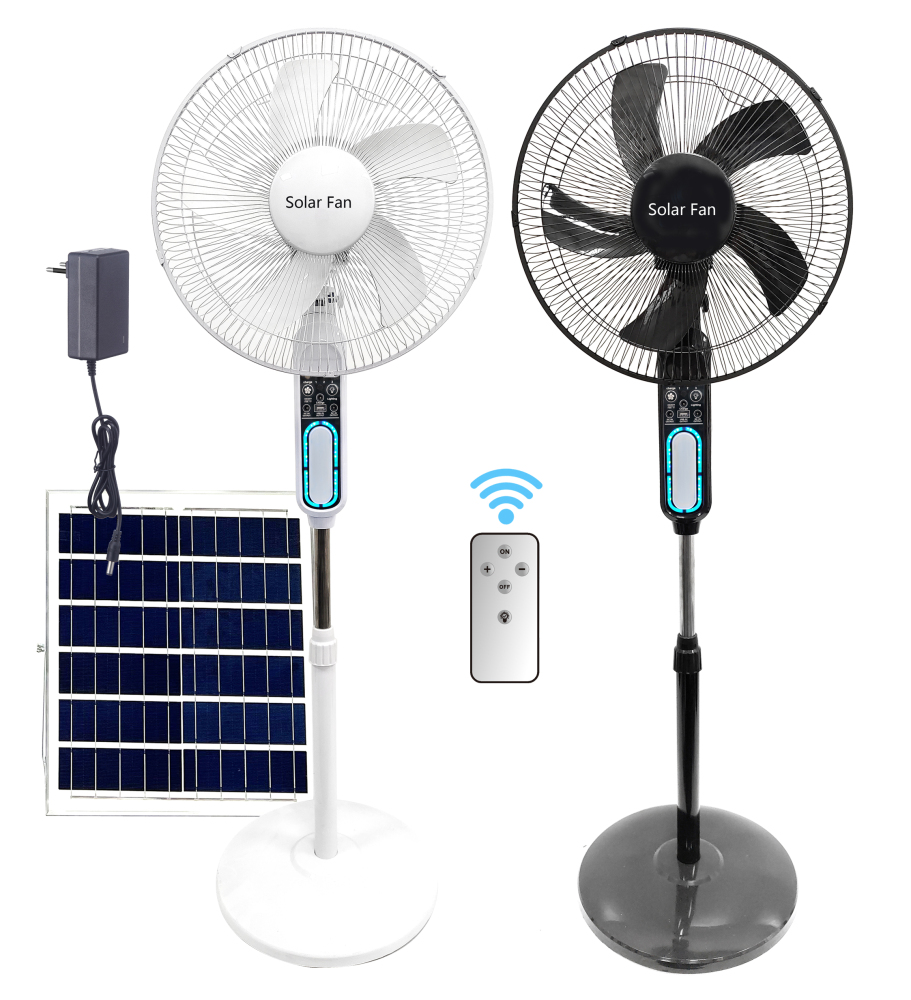 Solar Powered Standing Fan with RGB Lights - 15000mAh Solar Battery Fan for Patio & Garden - Remote Control Solar Circulation Fan