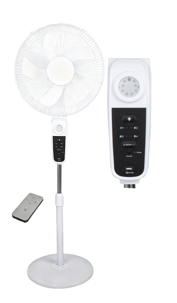15W Solar Standing Fan | 12W Panel | 12 Hour Extended Runtime | Remote Control | USB Charging Port