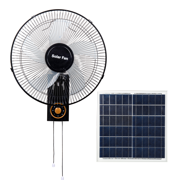 16-Inch Solar Wall Mount Fan for Indoor & Outdoor Use - 3-Speed Knob Control