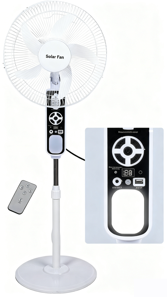 25W Solar Standing Fan with Heating Mosquito Repellent | Night Light & Power Display | 20W Panel | Remote Control