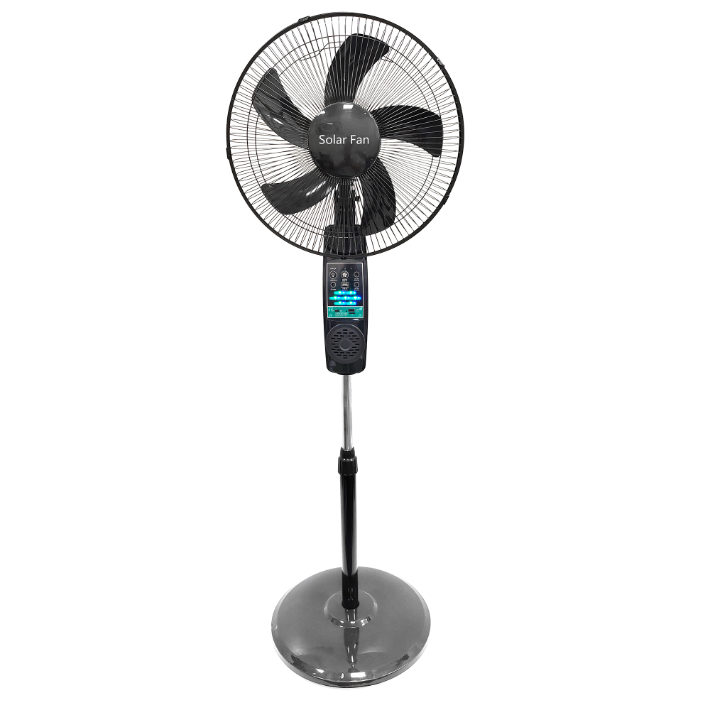 Solar Standing Fan with Bluetooth Speaker & Radio - Multi-Function Solar Fan for Outdoor Camping - Solar Powered Entertainment Fan