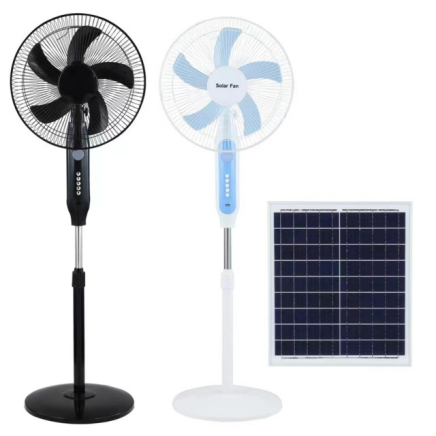 Solar F18-Inch  Solar Standing Fan with Night Light | 18W Monocrystalline Panel | 3-Speed Remote Control | 6-Hour Runtime | White Blue/Blackan in White/Blue/Black | Extended 12-Hour Runtime | Night Light & USB Port | 20W Panel