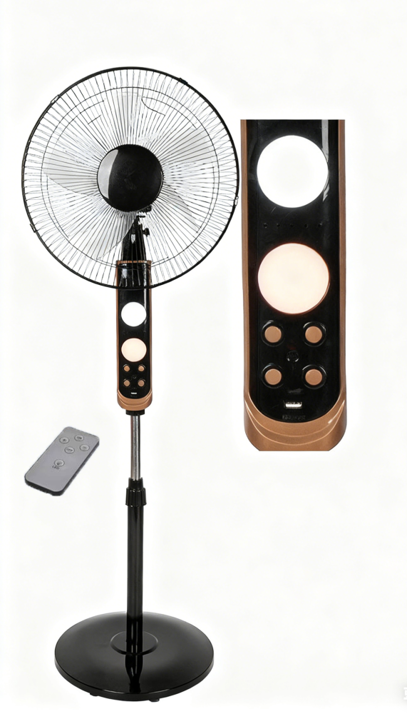 Remote Solar Standing Fan – Quiet Operation, Easy Mobility, Solar-Powered Efficiency