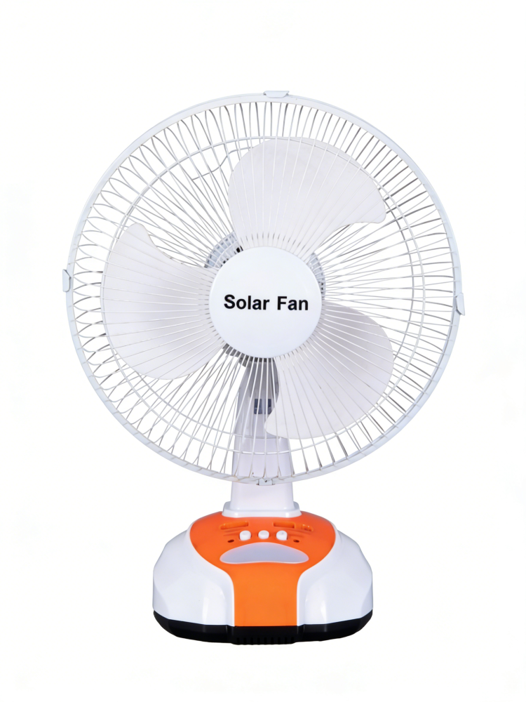 12 Inch Solar Table Fan | 5200mAh Battery Dual Charging with Night Light & USB | Portable Rechargeable Fan for Camping Bedroom Study