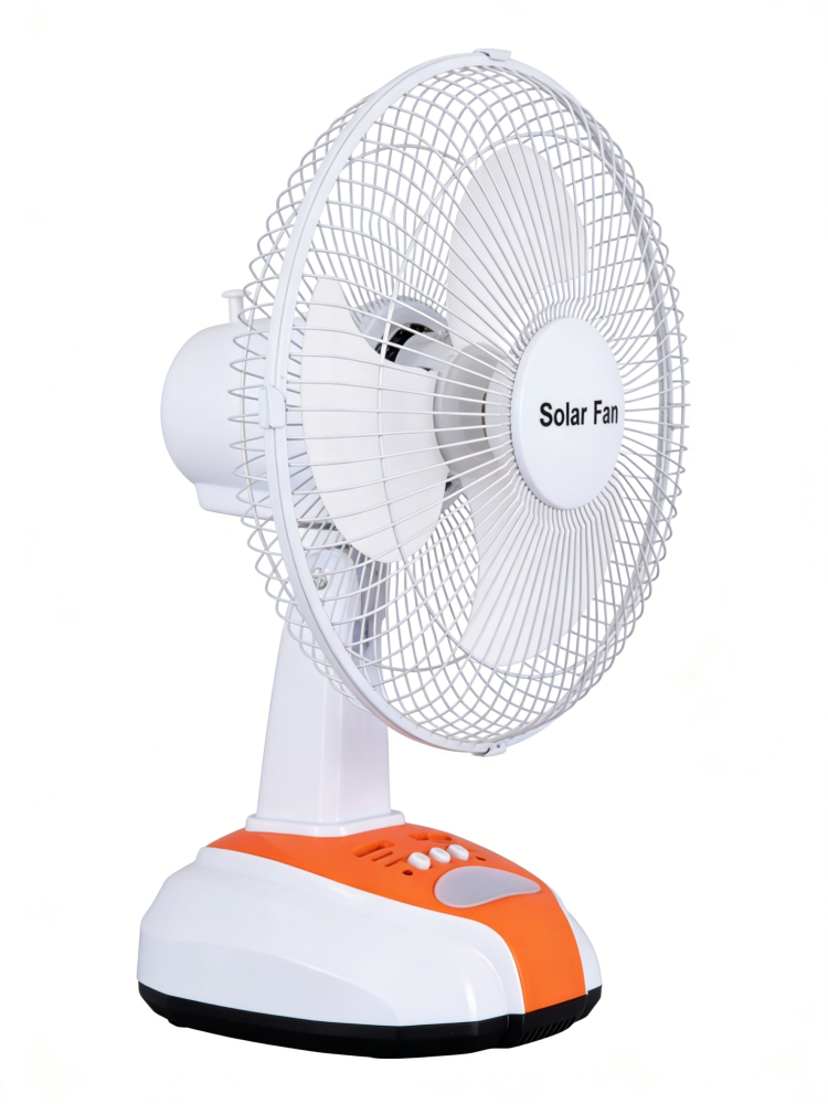12 Inch Solar Table Fan | 5200mAh Battery Dual Charging with Night Light & USB | Portable Rechargeable Fan for Camping Bedroom Study