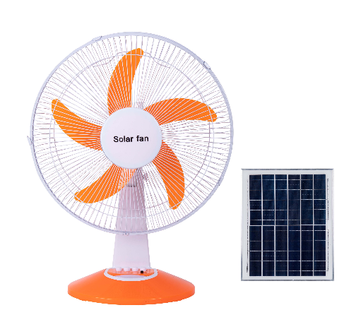 16 Inch High-Power Solar Table Fan | Portable Rechargeable Fan with Night Light, DC Bulb & USB Output for Outdoor Camping Garden Patio
