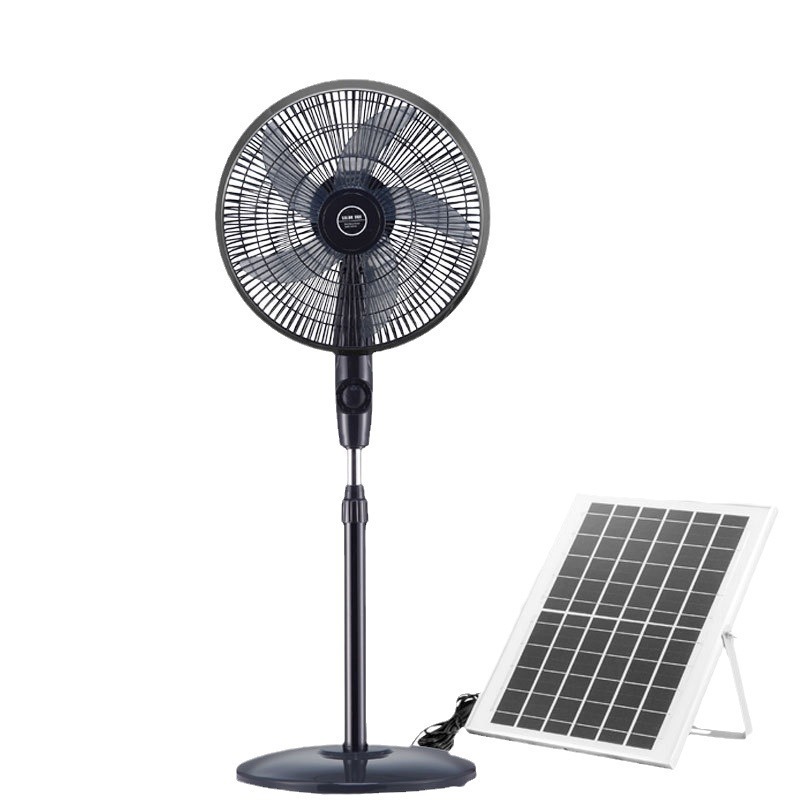 16" Solar Standing Fan with 10000mAh Battery - 3-Speed Patio Fan - Portable Solar Powered Cooling Fan
