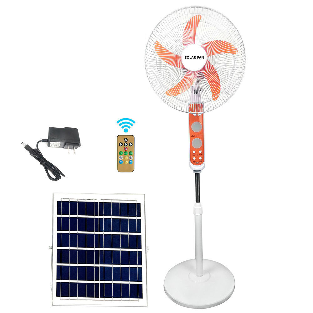 18" Solar Fan with Timer and Dual Lights - 20W High-Voltage Panel for Efficient Outdoor Cooling
