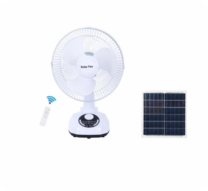 12-Inch Bluetooth Solar Table Fan with Music Playback | 12-Speed Brushless Motor | Night Light & USB Charging