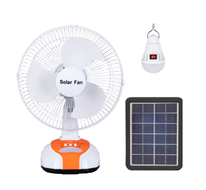 12 Inch Solar Table Fan | 5200mAh Battery Dual Charging with Night Light & USB | Portable Rechargeable Fan for Camping Bedroom Study