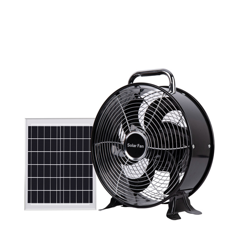 10-Inch Compact Solar Floor Fan - 5-Speed, Ultra-Portable for Personal Cooling