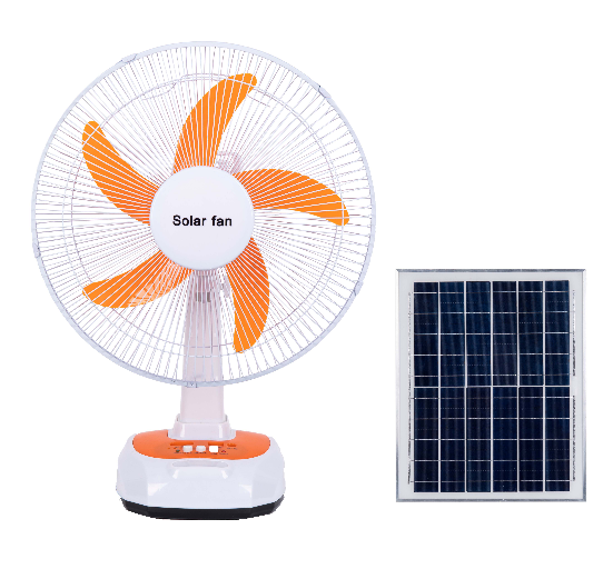 16-Inch Solar Table Fan with Phone Charging | DC Output & Night Light | 12W High-Efficiency Panel