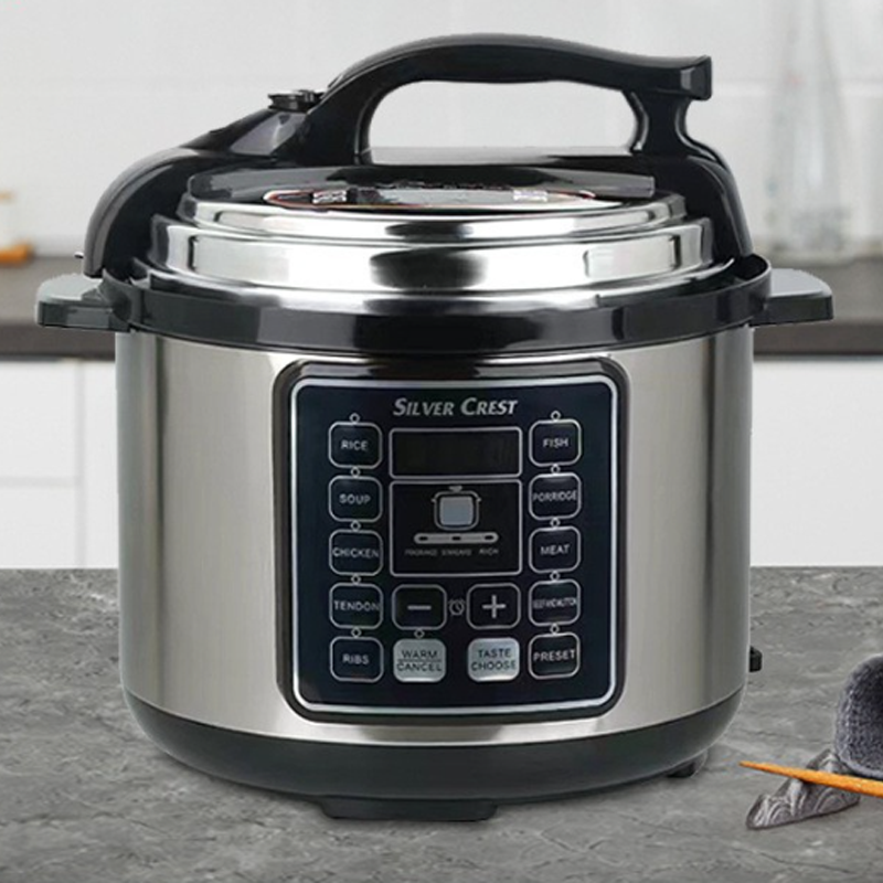 10 In 1 Electric Pressure Cooker With 24-Hour Reservation Function, Slow Cooker, Rice Cooker, Wok, Cake, Yogurt, Etc., 6 L, Stainless Steel/Black