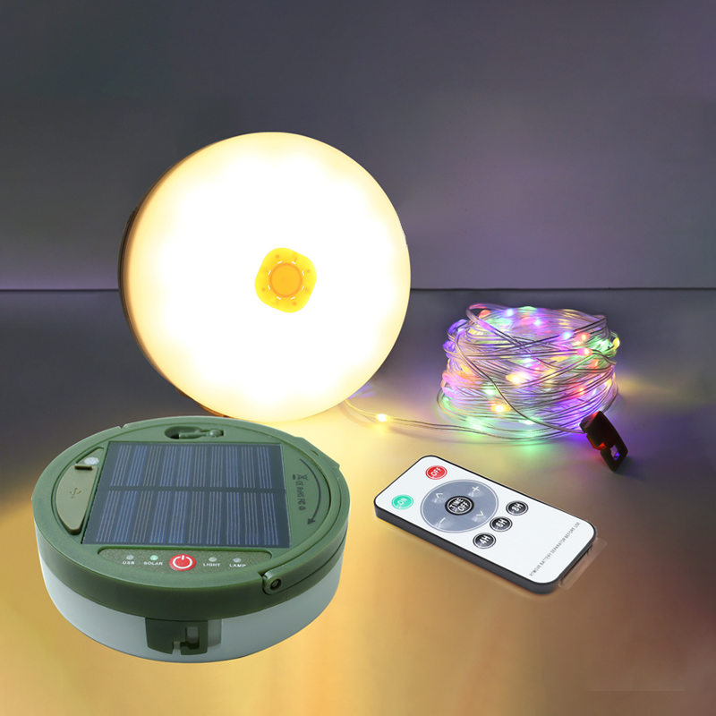 Multifunctional Solar & Type-C Rechargeable Tape Measure Camping Light with Remote Control